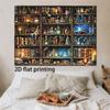 2D Flat 1-piece Background Cloth for Wizard's Study - Featuring a Magical Library Theme with Bookshelves and Potion Bottles