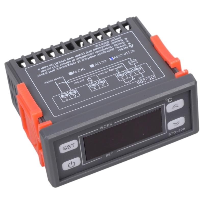 Digital Thermostat Temperature Controller Thermoregulator Relays Heating Cooling for Incubator Refrigeration 220V STC-200