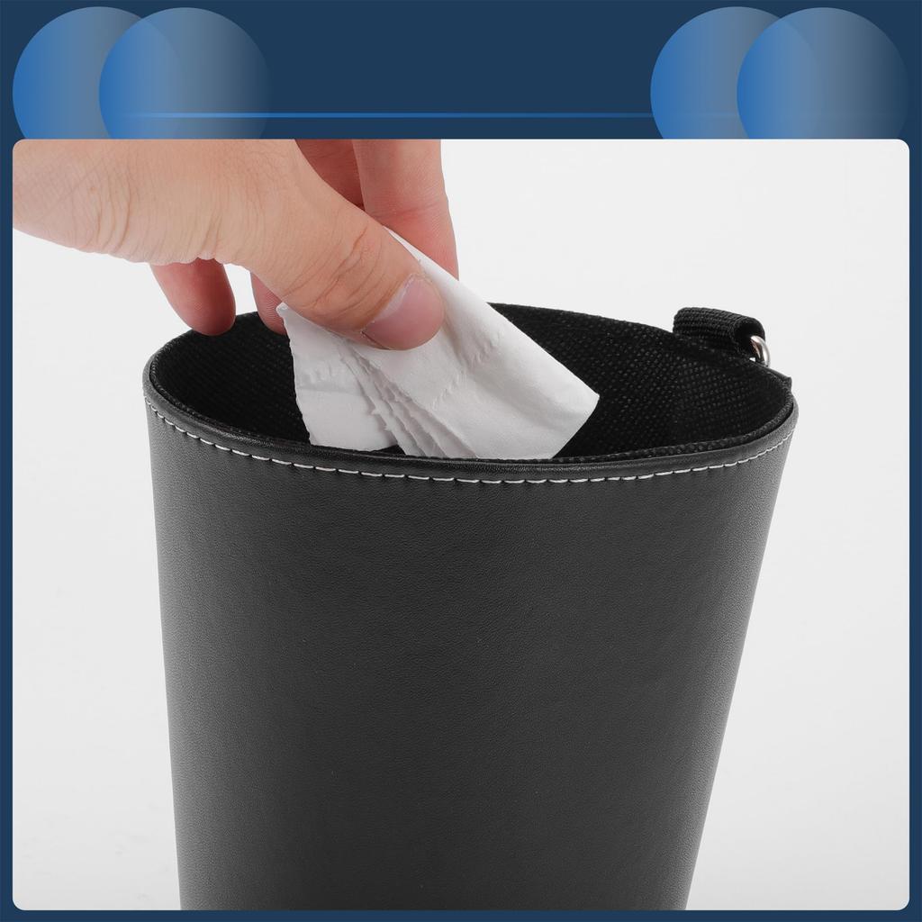 INFINAUTO Car Trash Front Rear Inch Inch Auto Trash For Hanging Bin, & Seat, 5.1 Wide, 5.9 High, Bin, Leather, Black,