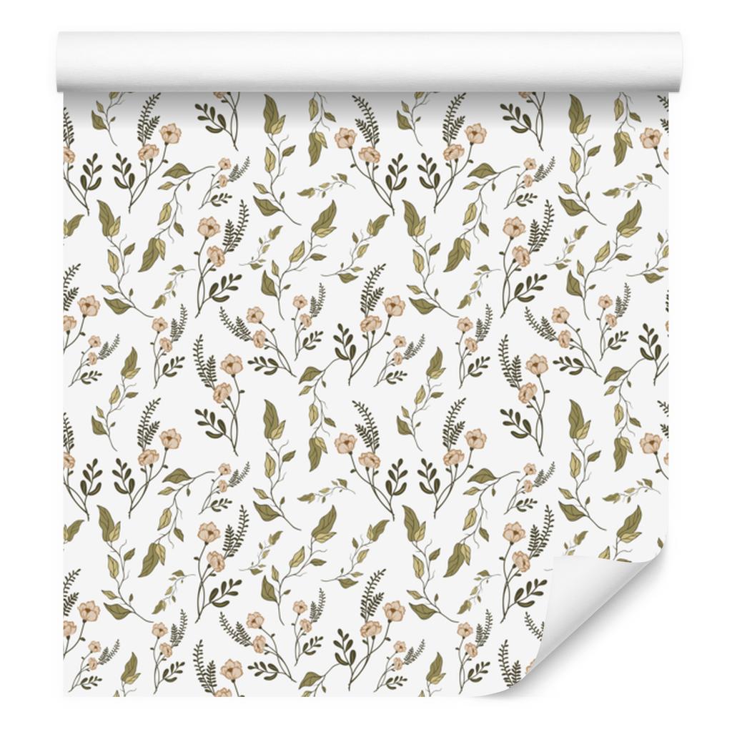 Wild Flowers Wallpaper White, Light Gray and Beige 50x1000