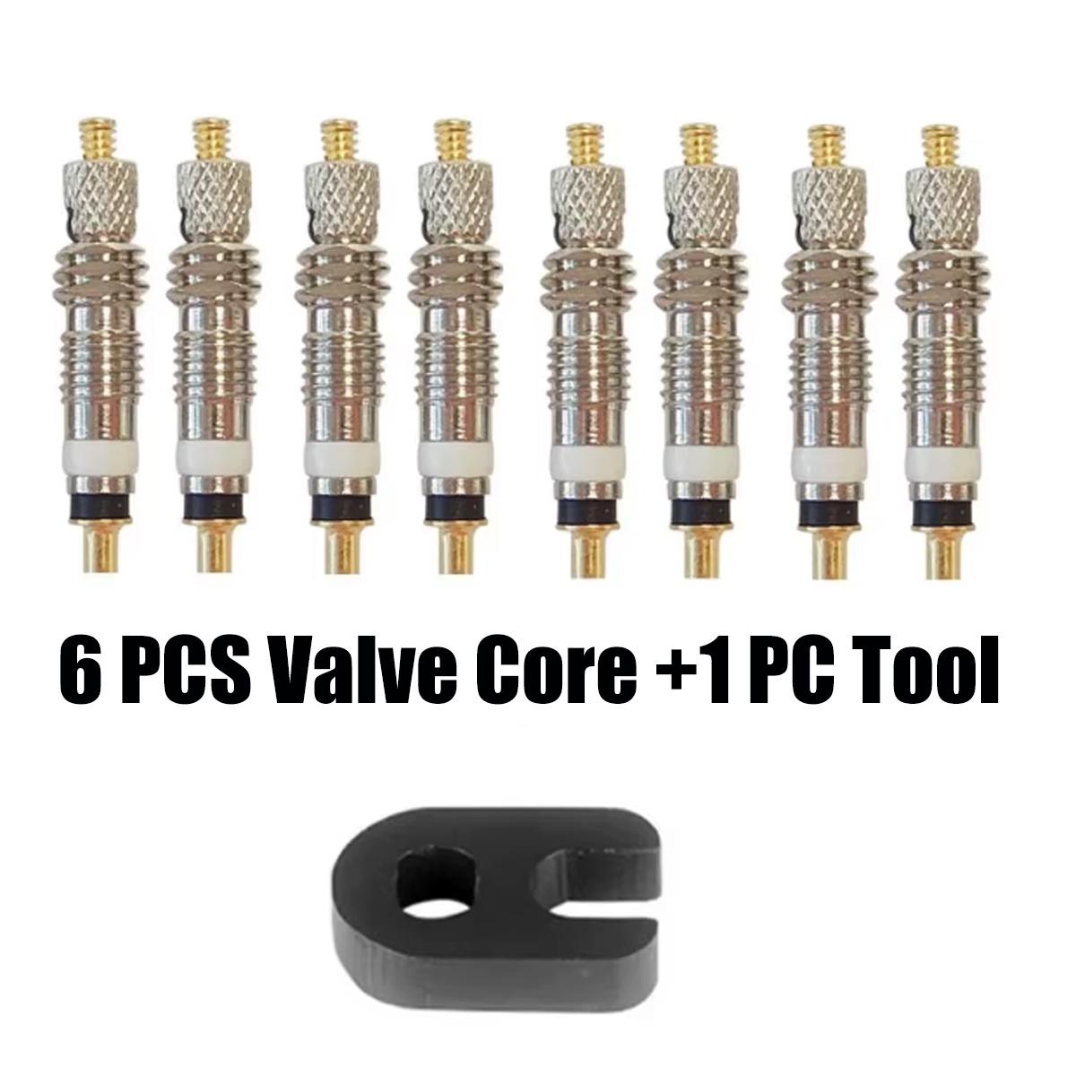 

PINMOAP 6/12PCS Bicycle Valve Core Set Durable Metal Structure Long-Lasting And Suitable For Mountain Road Bicycle Tires 6PCS-1PC Tool