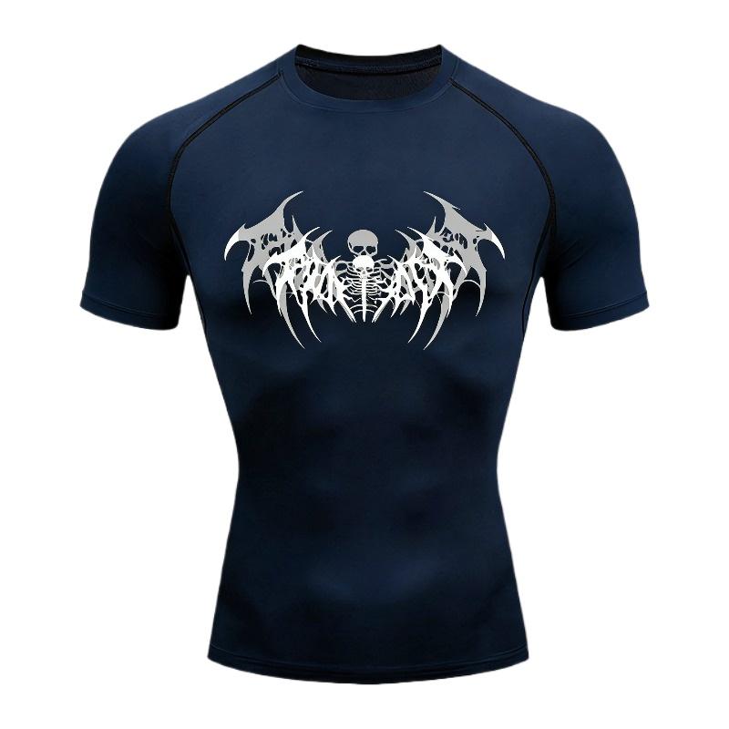 

Men Compression T-Shirt Quick Dry Bodybuilding Sportswear Running Ultra-Light Fashion Sport Tees Gym Fitness Elastic Sweatshirt Tops 3XL темно-синього кольору