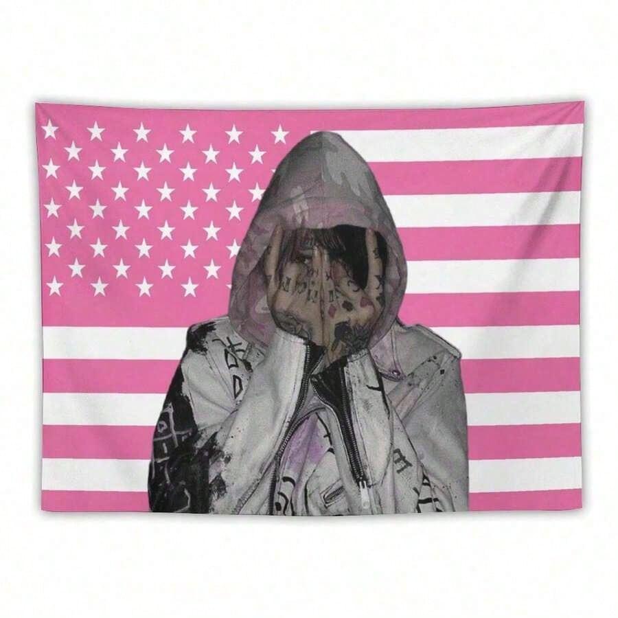 

1 шт. Lil Music Peep Гобелен Настенный Декор Rap Art для Общежития Спальни Гостиной Вечеринки Баннер с Бесплатным Комплектом для Установки 74x94cm(29x37in)