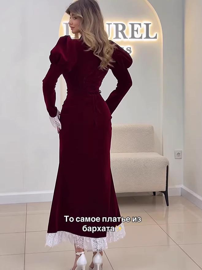 2025 Elegant Waist-Hugging Evening Dress - European & American Style