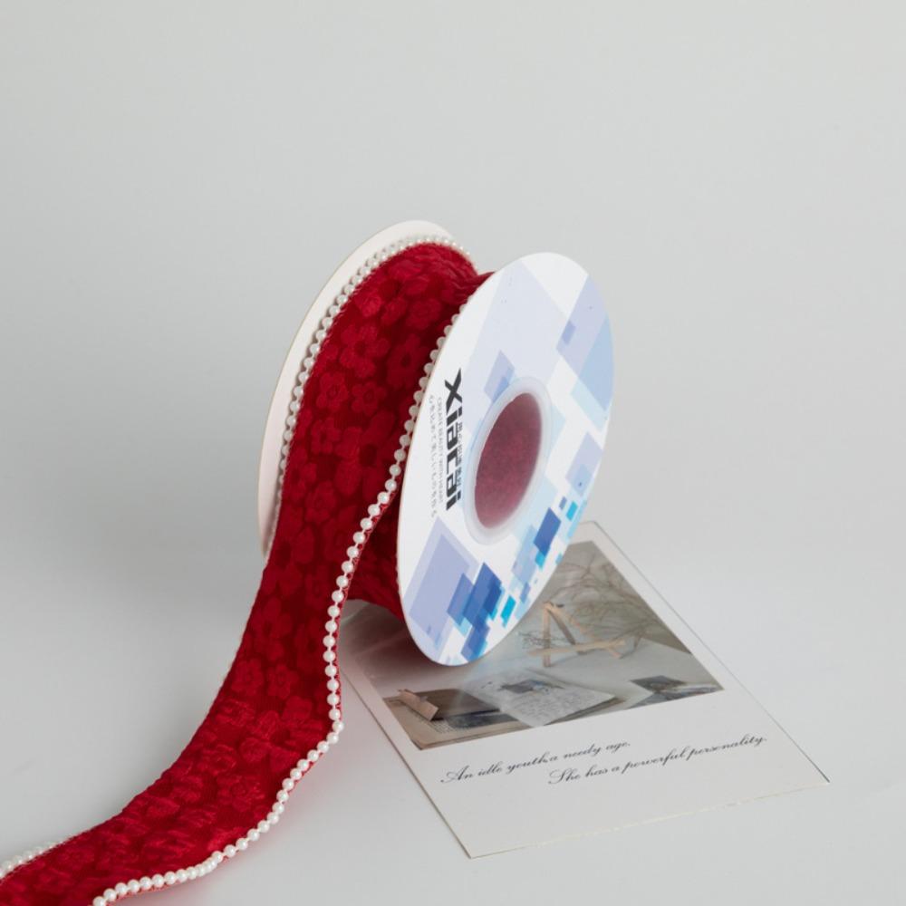 

Lace Embroidery Gift Wrapping Ribbon 5Yard 4cm Applique Sewing Craft for Wedding Dresses вина червоного кольору