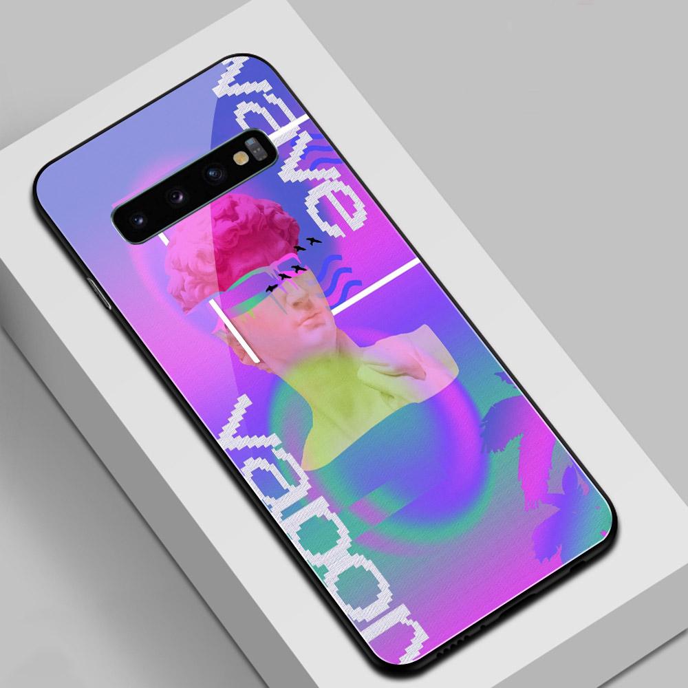 For Samsung S22 Case Glass Back Cover Art Statue Case for Samsung Galaxy S8 S9 S10 S21 S20 Note 8 9 10 20 Plus S10e Ultra