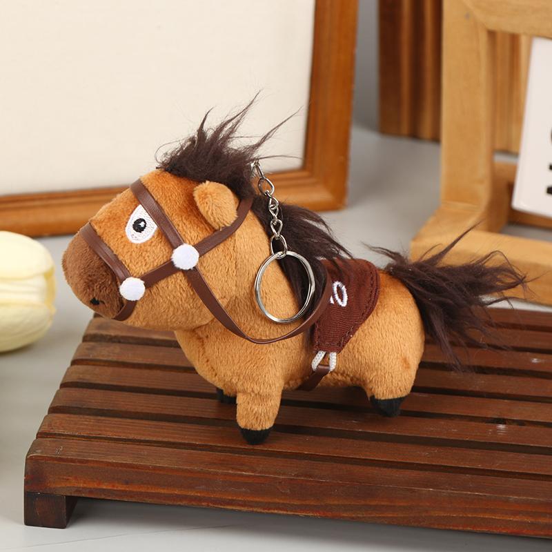 Plush Pony Keychain Pendants Cute Lucky Cotton Dolls School Bag Hanging Soft Filling Toys Year Of The Horse Gifts