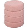 Living Room Footrest, Round Ottoman Stool, Plush Teddy, 40 x 45 cm, Pink