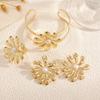 Light Luxury Design Flower Inlaid Pearl Bracelet Ring Earring Set Fashionable Sun Flower Versatile Jewelry Set