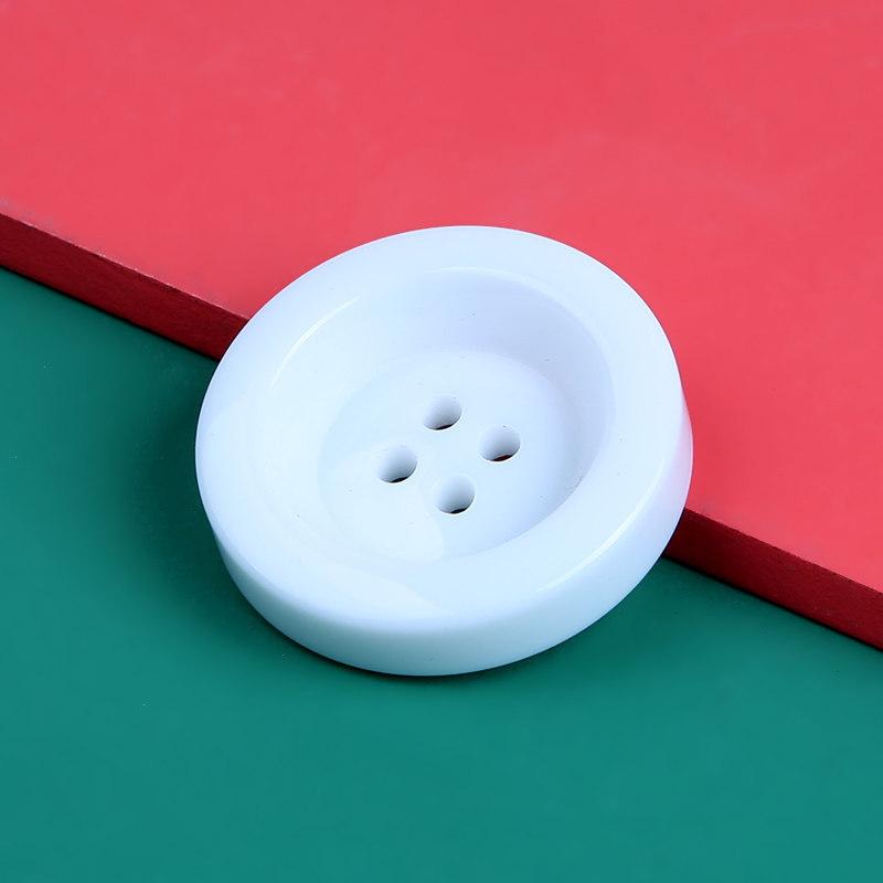 High-End Colored Thickened Buttons Women'S Clothes Cashmere Woolen Coat Buttons Resin Black Round Four-Eye Buttons