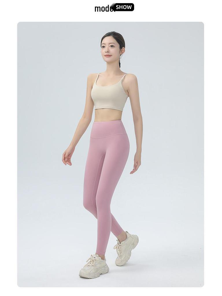 High Waist Nude Feel Yoga Pants - Women's Tight-Fit Spring/Summer Fitness Leggings for Beautiful Buttocks and Hip Lifting.
