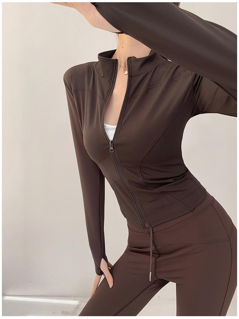 Damska kurtka do jogi z długim rękawem, szybkoschnąca, do biegania i fitnessu