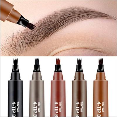 4 Kafa Su Geçirmez Kaş Kalemi Kalem Tonu Kozmetik Doğal Uzun Ömürlü Eyeliner Kaş Makyajı