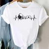 Frauen T Shirt Mode Hund Herzschlag Druck T-shirt Lustige 90er Jahre Druck T T-shirt Frauen T-shirt für Weibliche rote Hemd Kleidung Tops