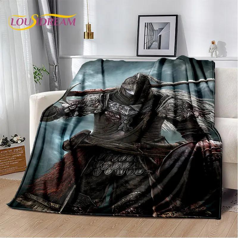 Elden Ring Jeu Joueur Couverture Peluche Douce Imprimée en 3D, Couverture Flanelle Couverture Jetée pour Salon Chambre à Coucher Lit Canapé Couverture Pique-nique
