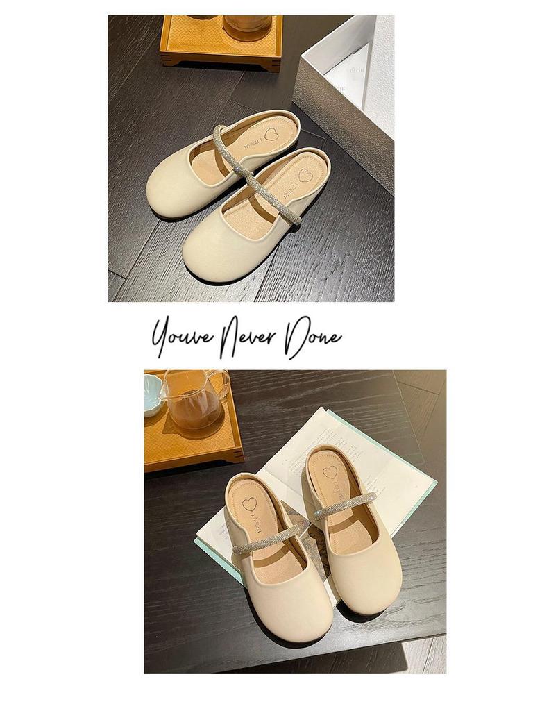Women's 2024 Summer Rhinestone Mule Slippers - Soft, Flat, Breathable Design for Comfort