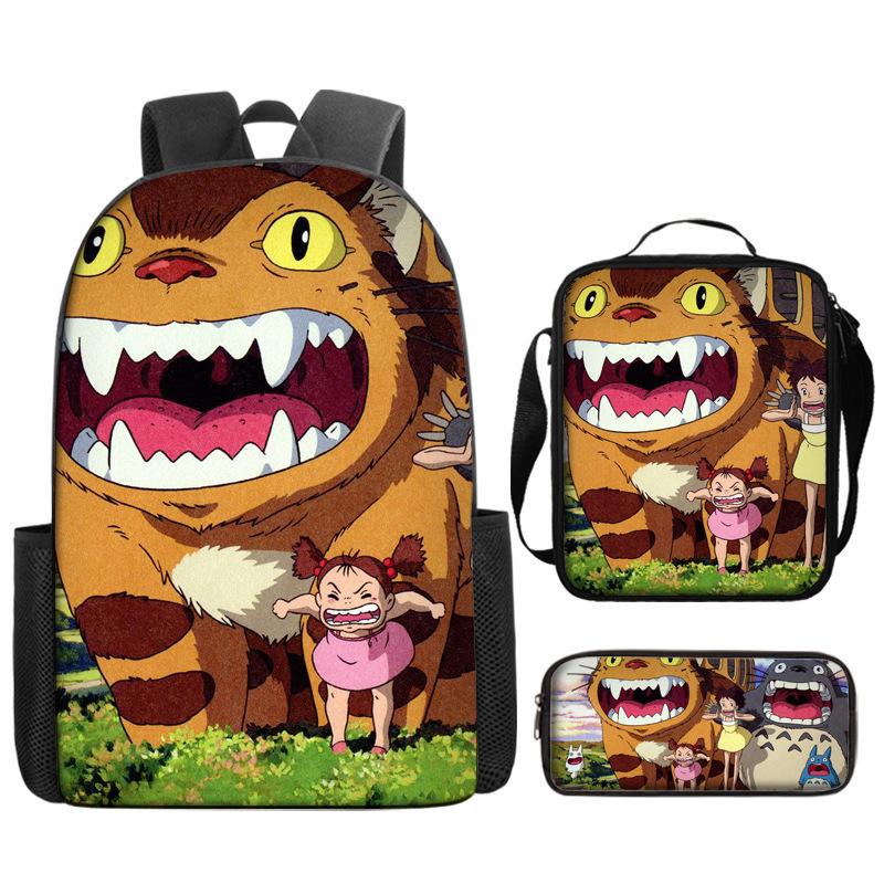 Hayao Miyazaki Chinchilla Schoolbag Cartoon Animation Backpack Children'S Backpack Satchel Pencil Case Digital Printing Computer Bag