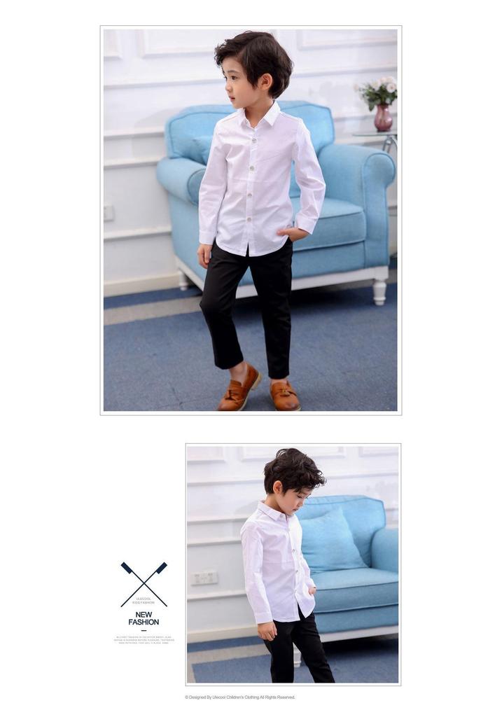 2025 Boys' Long Sleeve Solid Color Shirt - Small Suit Style