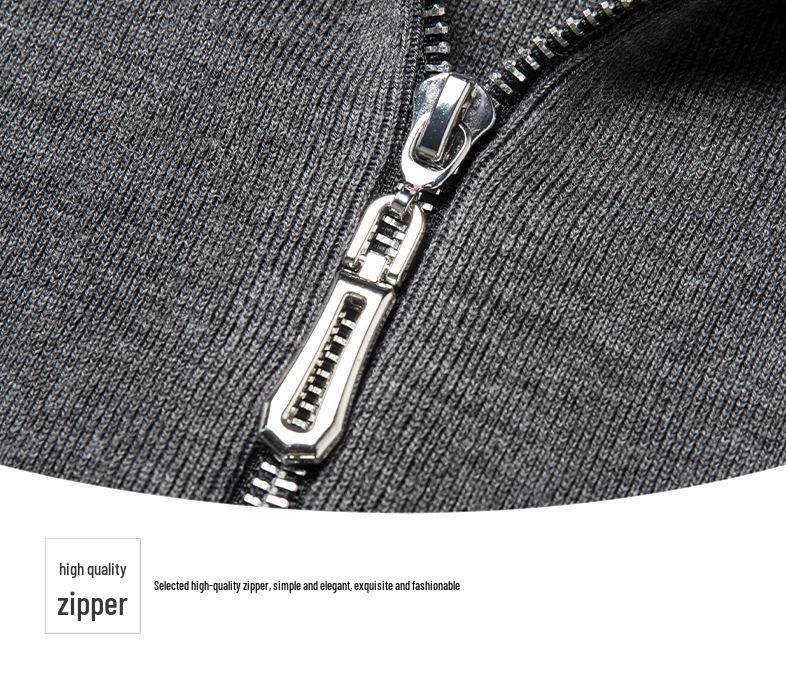 Men's 2024 Autumn/Winter Stand Collar Knitted Cardigan Jacket for Middle-Aged and Young Men - Versatile Zipper Sweater Coat