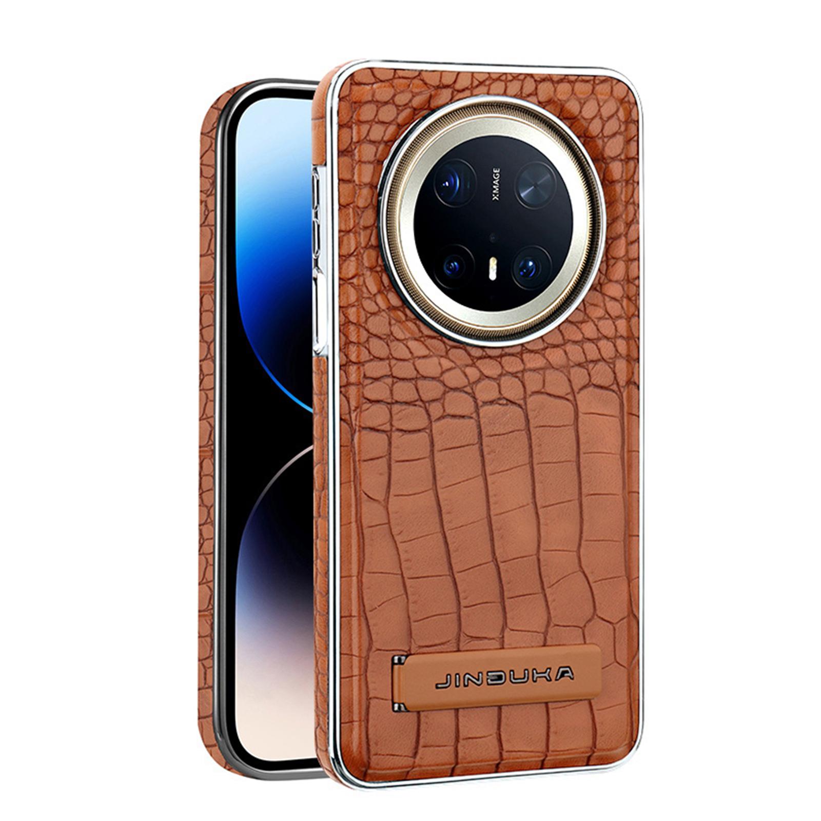 

Premium Stand Case For Huawei Mate 60 70 Pro+ Plus Magnetic Cover Crocodile Texuture Kickstand Shell Huawei Mate 60 Pro світло-коричневого кольору