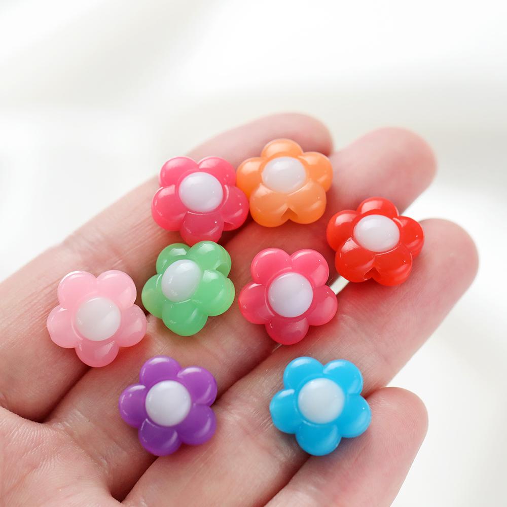 5-10 Stück/Los Gelee-Farbe Blume Acrylperlen Bunte Abstandshalterperlen Für Halskette Bastelarbeiten DIY Herstellungszubehör Großhandel