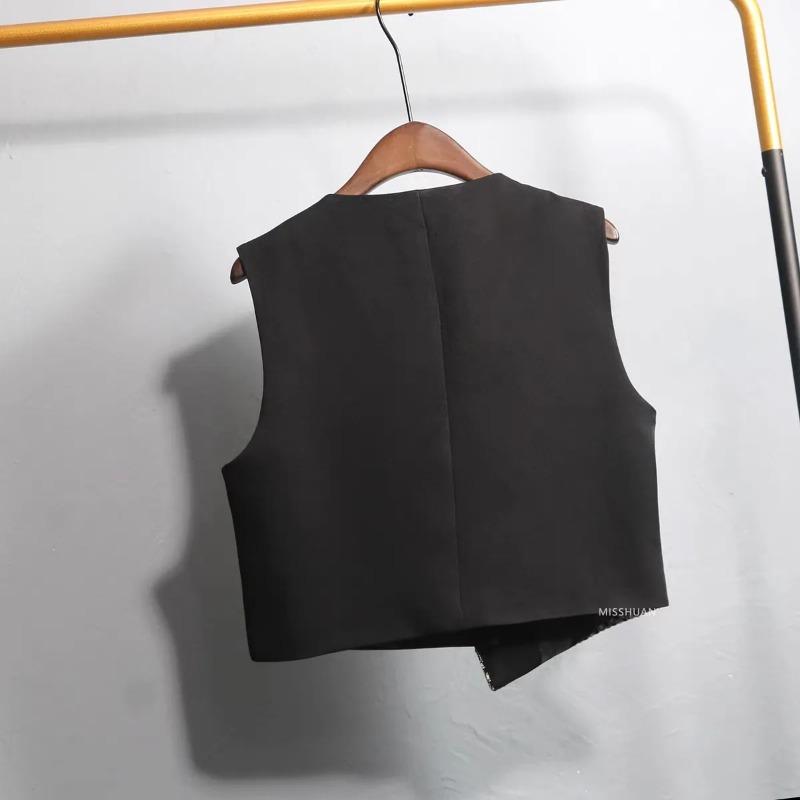Short Vest for Women New Spring Autumn Clothing Fashion Western-style Color Matching Outer Vest