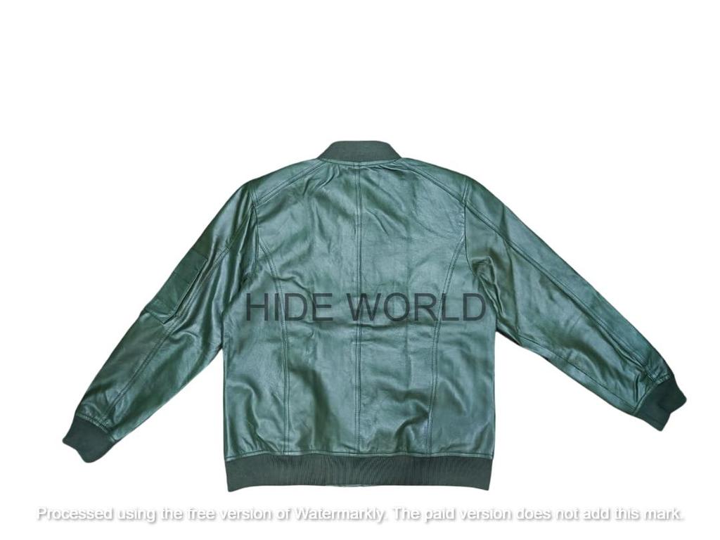 Genuine Leather Olive Green Men's Jacket Soft Lambskin Bomber Biker Casual Wear
