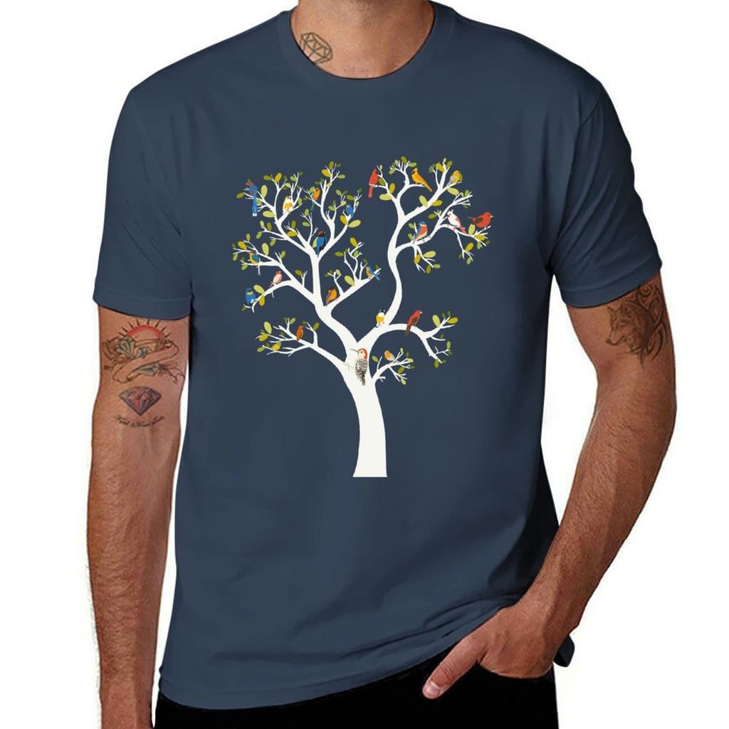 Birds On Tree TShirt Casual Graphic Print Tee