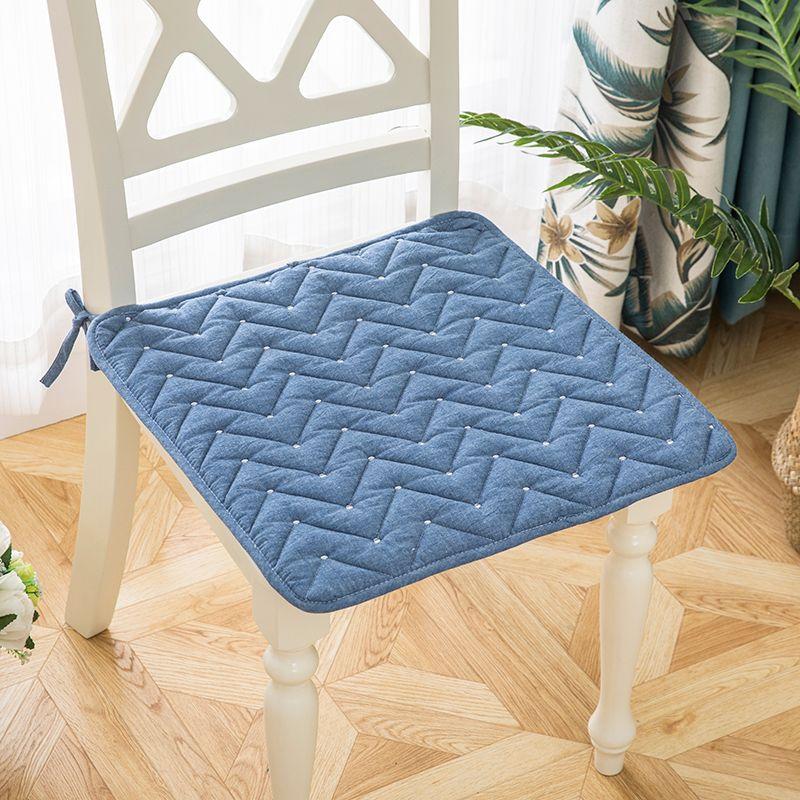 

Chair Cushion All Year Round Neutral Breathable Dining Table and Chair Cover For Home Student Seat Cushion Office Non-Slip Cushion Fabric Cotton Wave Edge-dark blue 40*40cm