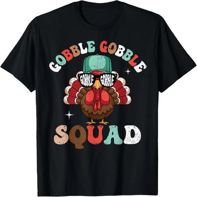 Gobble Gobble Squad Funny Thanksgiving Turkey Boys Kids T-Shirt