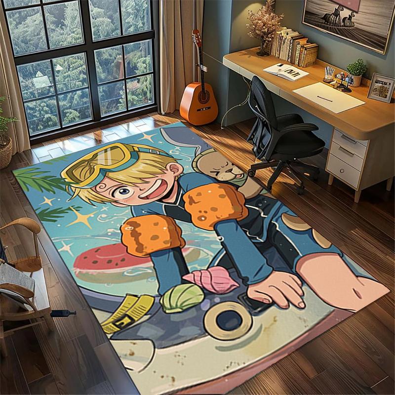 

ONE PIECE Large Non Slip Carpet Rug Washable Area Floor Mat Gamer Room Bedroom Decor kwq29 60x90cm