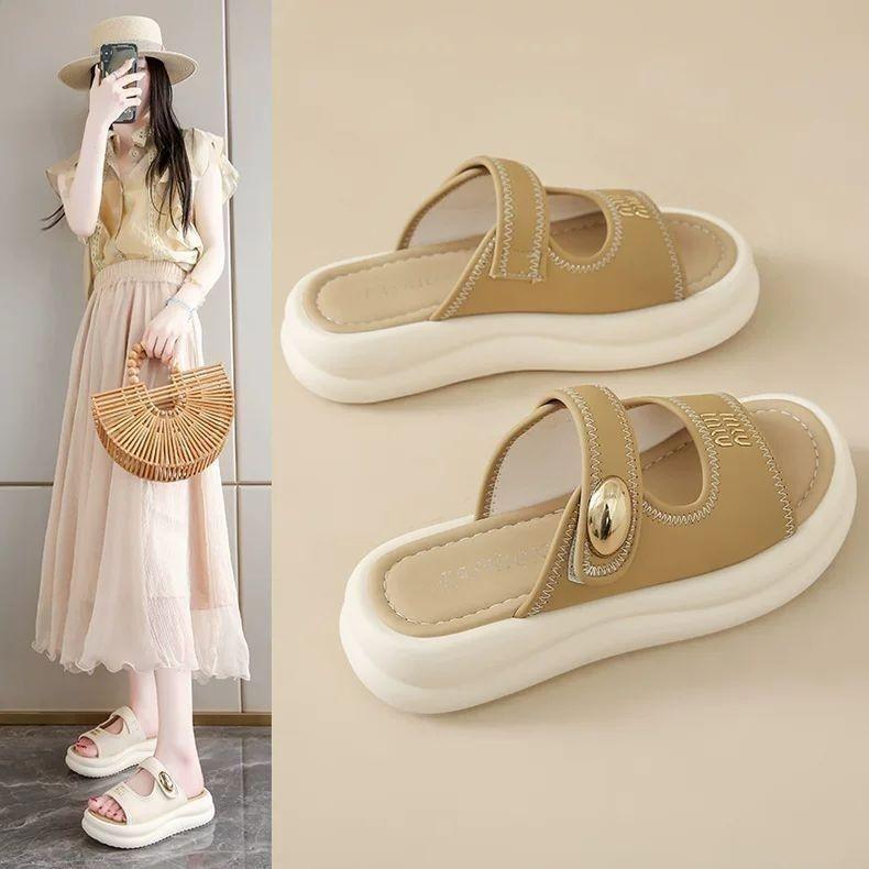 Slippers 2025 Summer New Niche Fashion Comfortable Versatile High Value Thick Bottom Increase Popular Women's Slippers