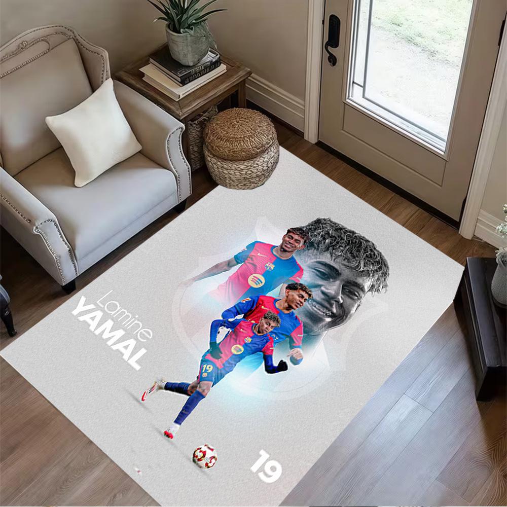 Lamine Yamal's Fußballreise Teppich Perfekt für Balkon Esszimmer im Freien Eingangsbereich Rutschfester Teppich Anime Büro Dekor Hochzeitsfeier Geschenk