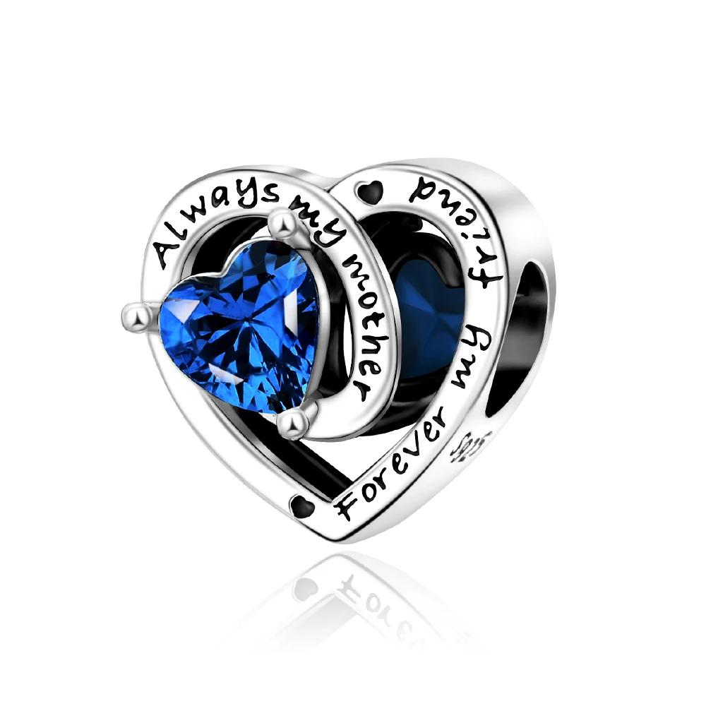 New 12 Birthstone Collection copper Colorful Eternity Heart Charm Authentic Design Bead Charms Fits Do It Yourself Birthday Women Gift