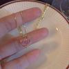 Ladies Necklace Shining Geometric Shape Charming Wear-Resistant Dress Up Hypoallergenic Pink Heart