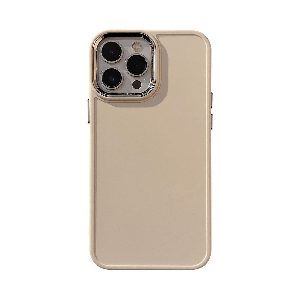 Electroplated Lens Iphone16 Compatible with Apple 17 Phone Case Soft 14 Silicone 13 Simple Solid Color 15pro Max