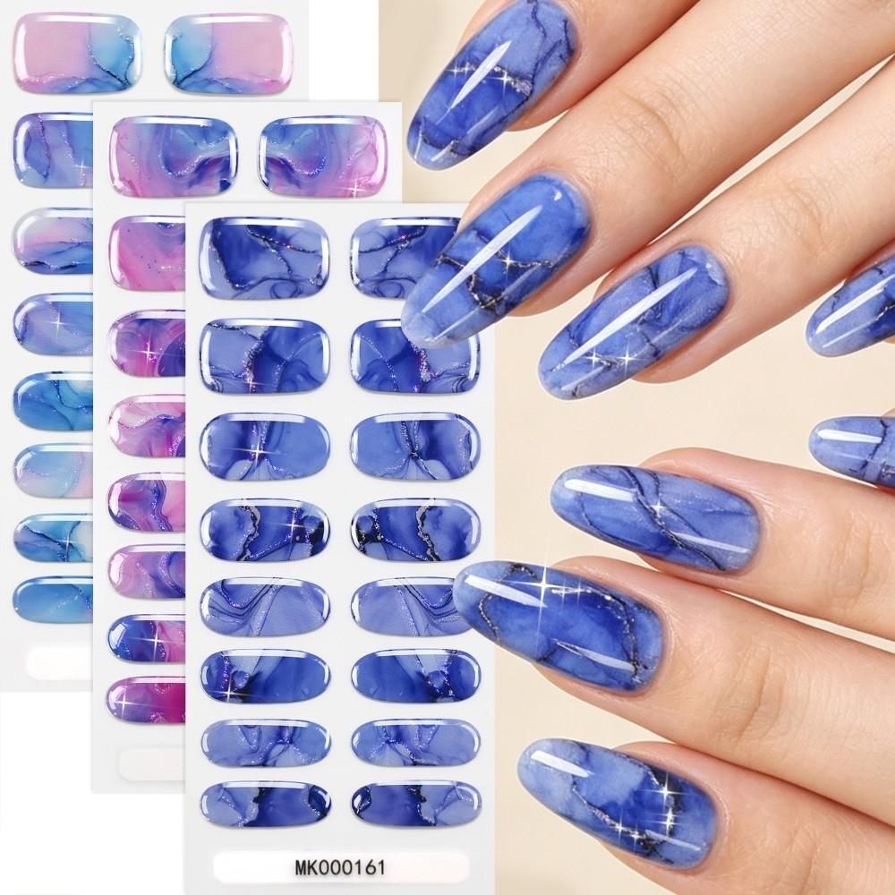 Self-Adhesive Manicure Stickers 16 Tip Full Cover Nail Wraps New UV Polish Nail Strips  Women