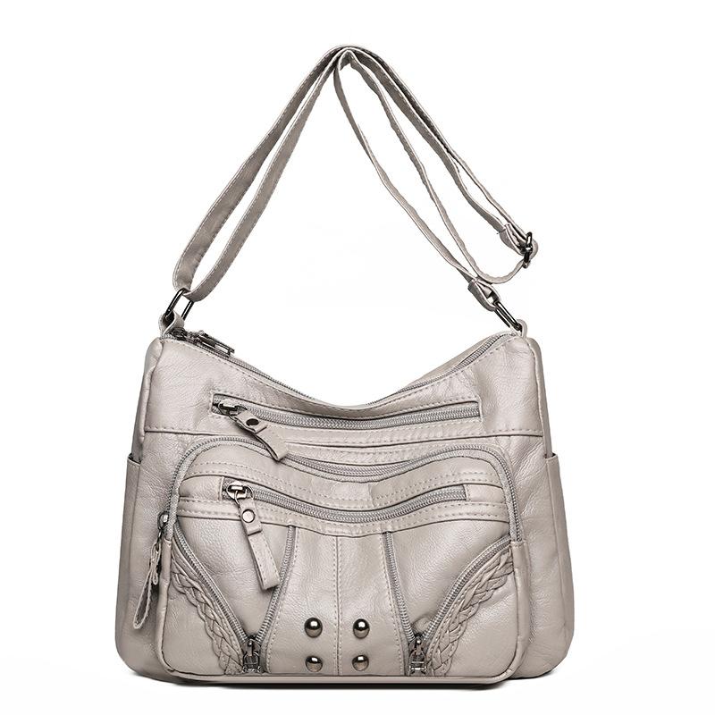 Women's Bag Soft Leather Multi-layer Shoulder Crossbody Bag Mother Bag