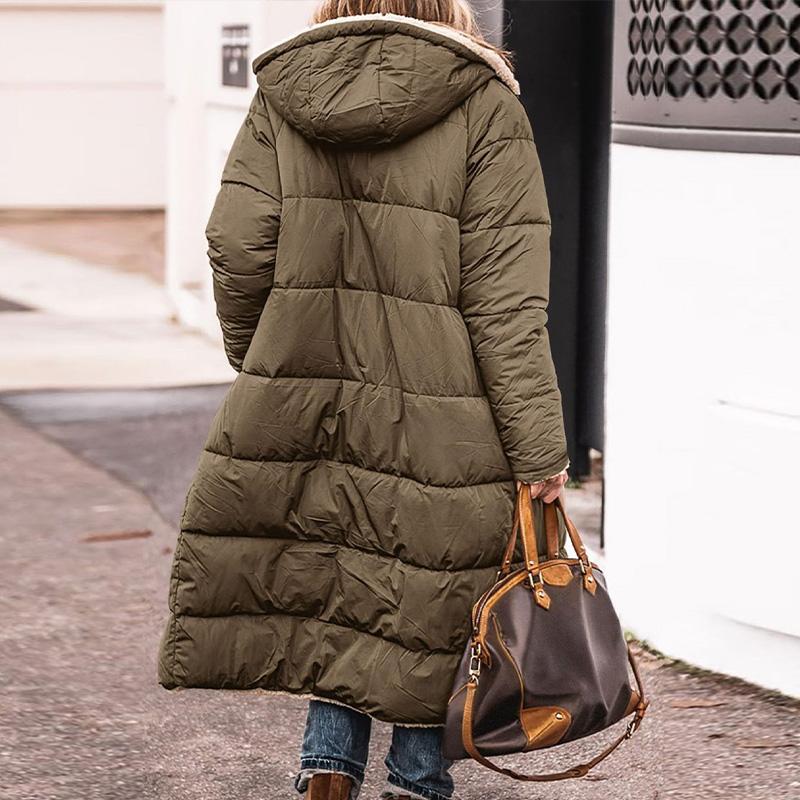 

Women s 2026 Winter Fashion Clothes Oversized Warm Fleece Long Coats Wear Lamb Wool On Both Sides Jacket 3XL армія зелений колір