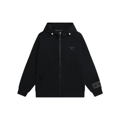 Li-Ning Krepšinio serija Vienspalvis spaudinys su užtrauktuku Hoodies ilgomis rankovėmis Vyriški viršutiniai drabužiai Juodas AWDSC43-1