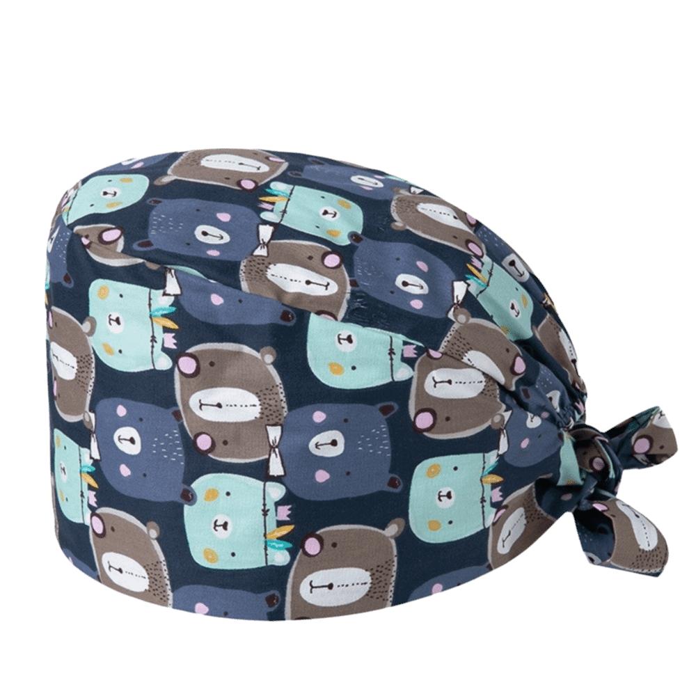 Unisex Cartoon Printing Scrub Cap Adjustable Buckle Print Design Lab Scrub Hat Breathable Soft Pure Healthcare Hats Pet Hospital