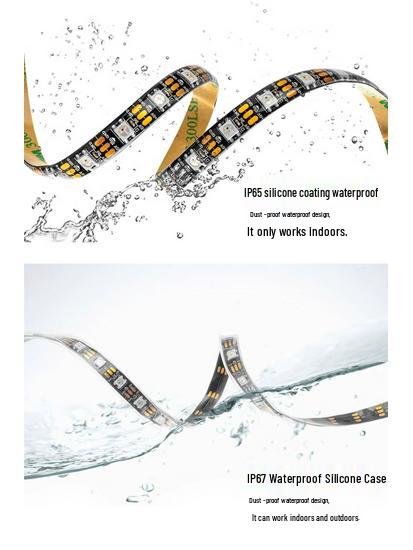 WS2812B Programmable Dreamcolor LED Strip: 5050 RGB SMD, Waterproof, Built-in IC, 5V