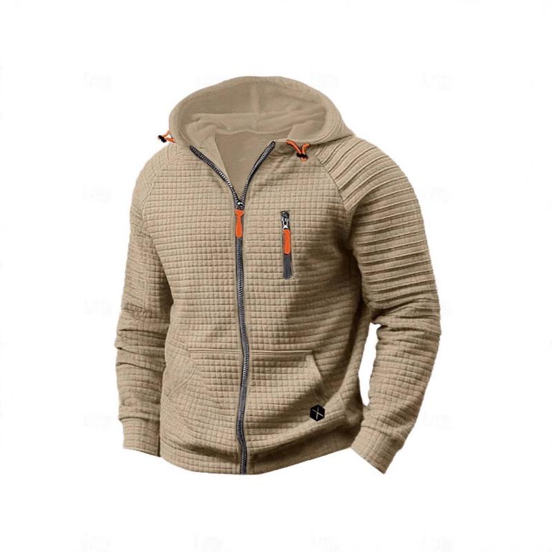 Men's Casual Pullover Jacquard Hoodie with Checkered Hood Jackets & Coats Men’s