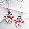 Huitan Women Cozy Drop Earring Snowman Shapedfashion Christmas Lady Metal Accessories Winter Cute Festival Party Jewelry Gift