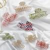 Multicolor Plaid Hair Claw French Design Non Slip Acetate Hollow Hair Barrettes Ponytail Decoration Fashion Hair Props