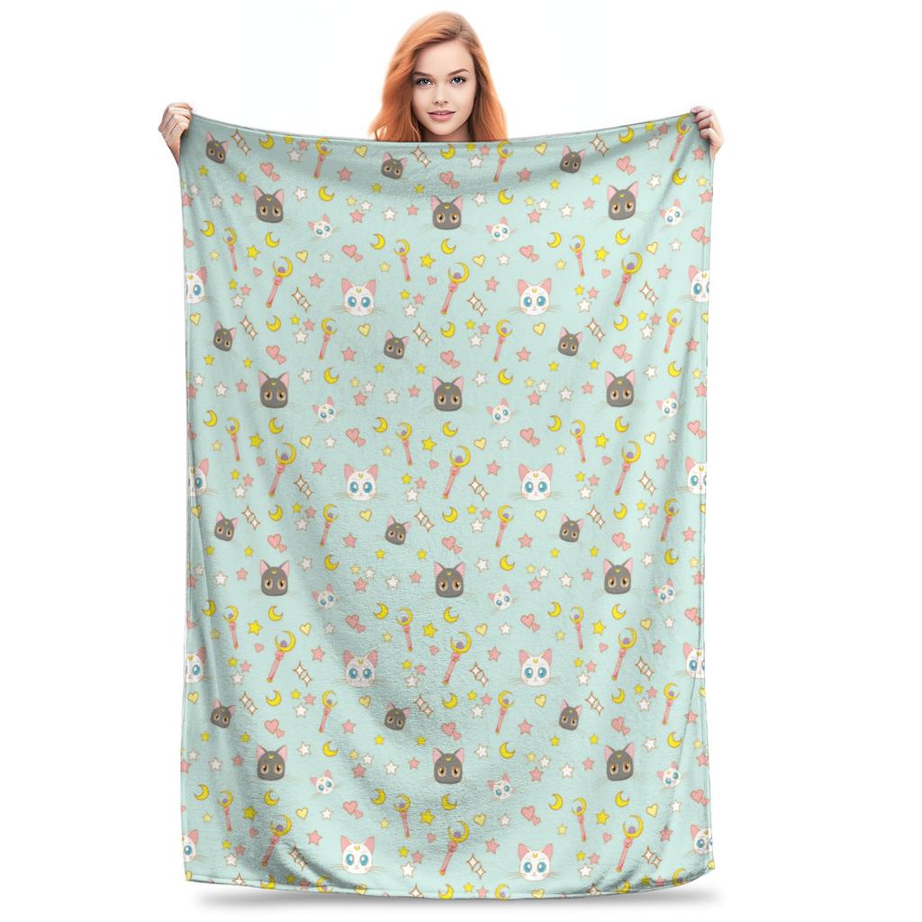 Sailors Moon Blanket Cozy Soft Throw Blankets for Couch 50x60 Inch Multi-size Plush Thin Quilt