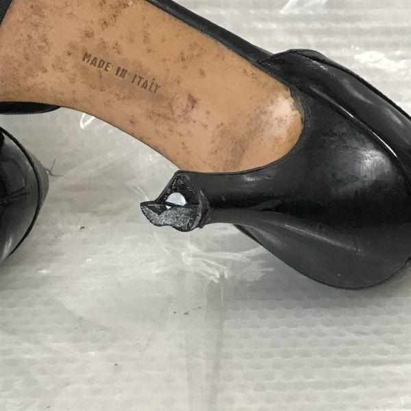 Salvatore Ferragamo Italien Spitze Riemchensandalen Damen 8C 24.5-25.0 Schwarz(GEBRAUCHT)