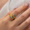 Vintage Turquoise Adjustable Chunky Rings for Women Stainless Steel Natural Gemstones Open Ring Gold Color Jewelry Birthday Gift