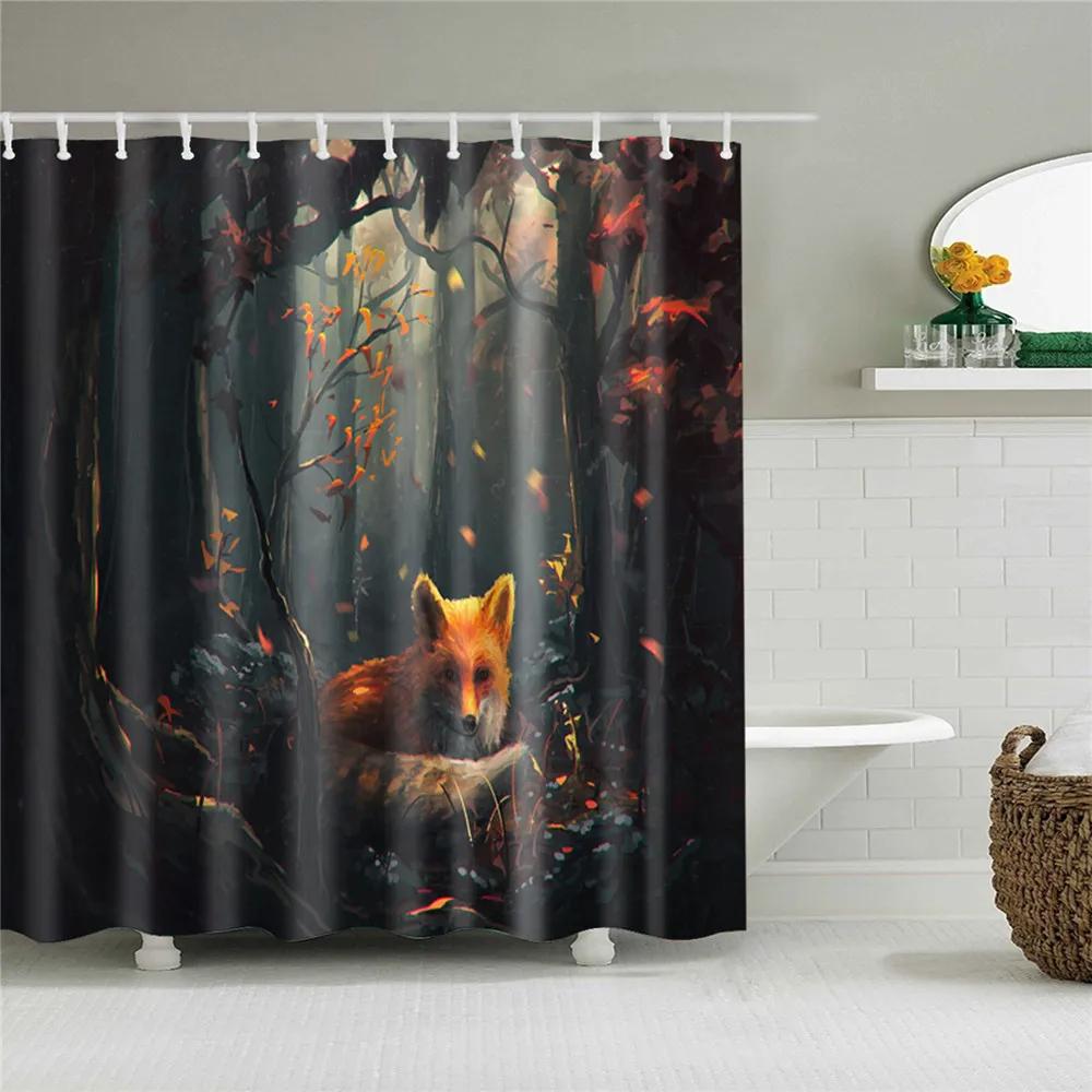 Wild Animals Bath Curtains Lion Leopard Cat Bathroom Decorative Shower Curtains Bathtub Decoration Bath Curtains