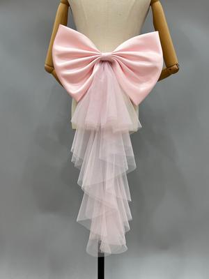 Elegant Detachable Satin Tulle Bow Wedding Dress Decorations Women's Dress Bridal Belt Big Satin Bow Knots Accessories